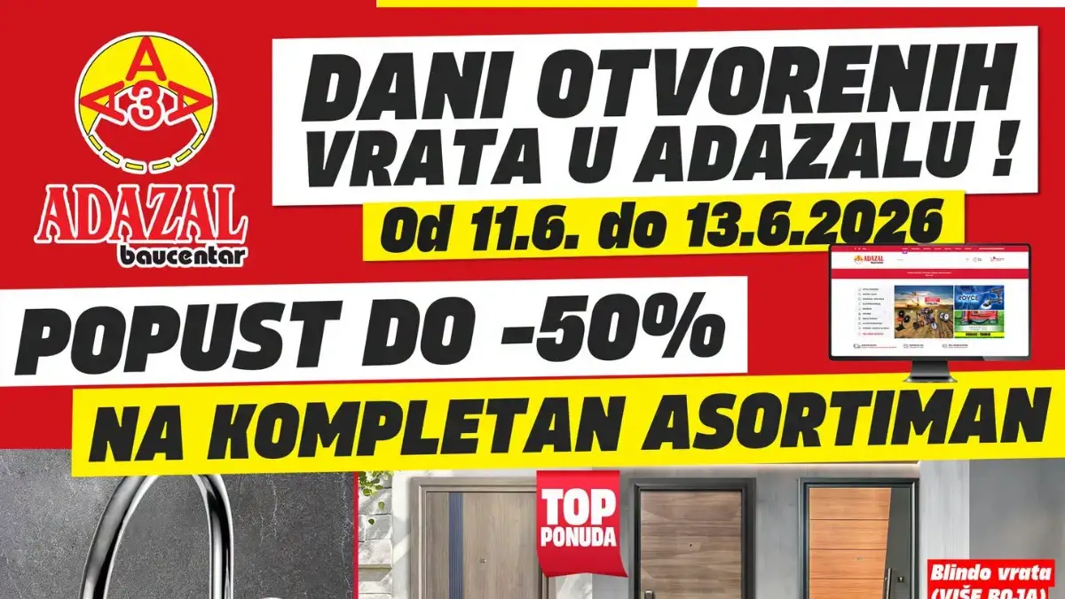 Adazal dani otvorenih vrata – popusti do 50% na kompletan asortiman od 11. do 13.06.2026