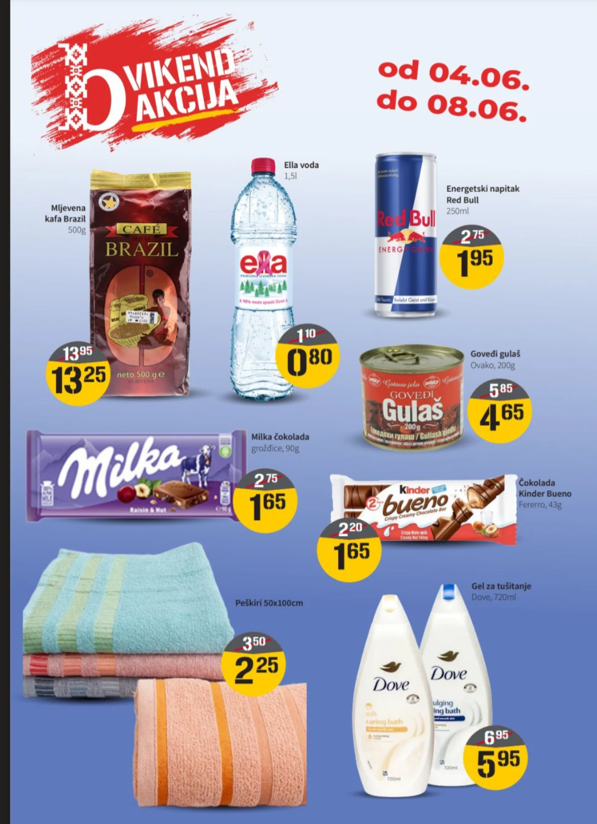 Bazar vikend akcija do 08.06.2026 – kafa Brazil, Red Bull, Milka, Dove i brojni proizvodi na sniženju