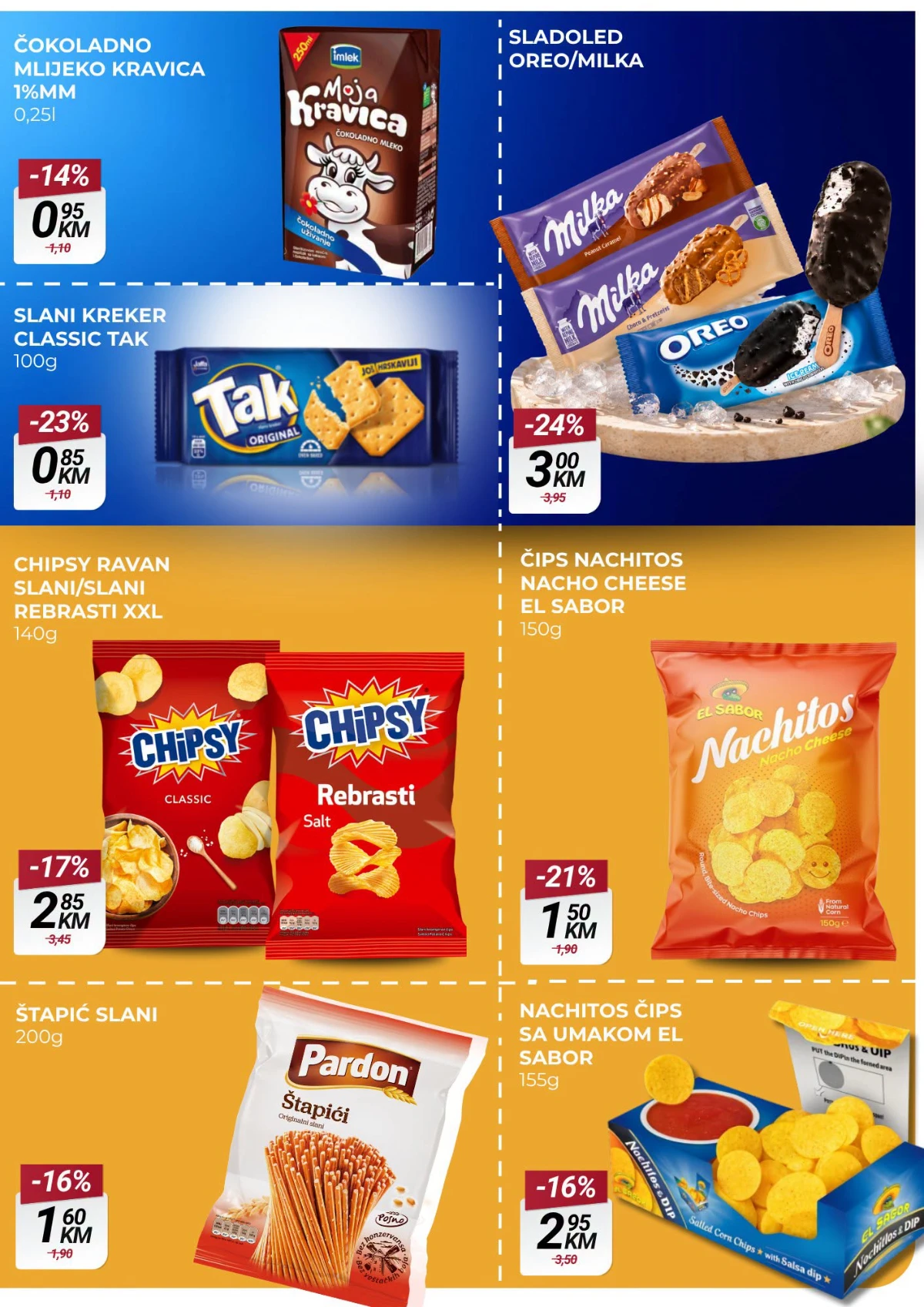 Belamionix katalog do 12.08.2026. – Milka i Oreo sladoledi, Chipsy čips i slane grickalice.