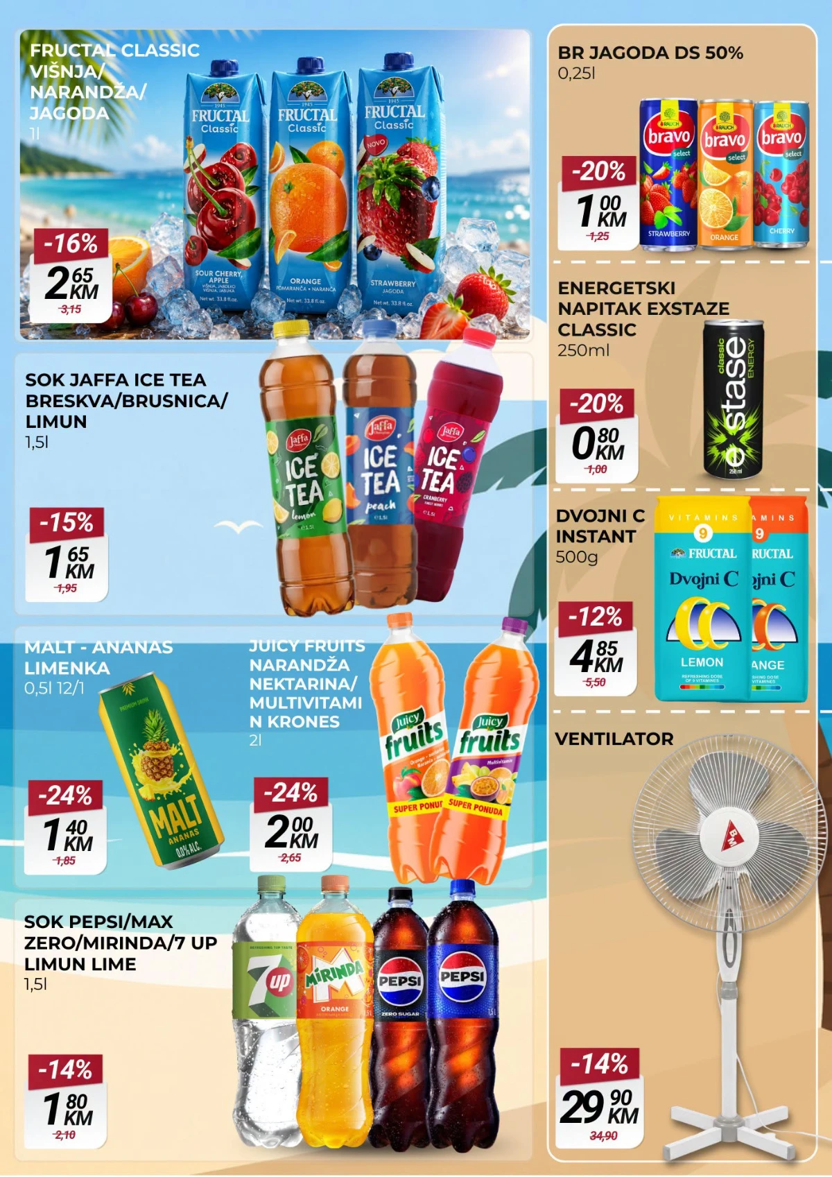 Belamionix katalog do 12.08.2026. – sokovi, ledeni čaj, energetska pića i ventilator.