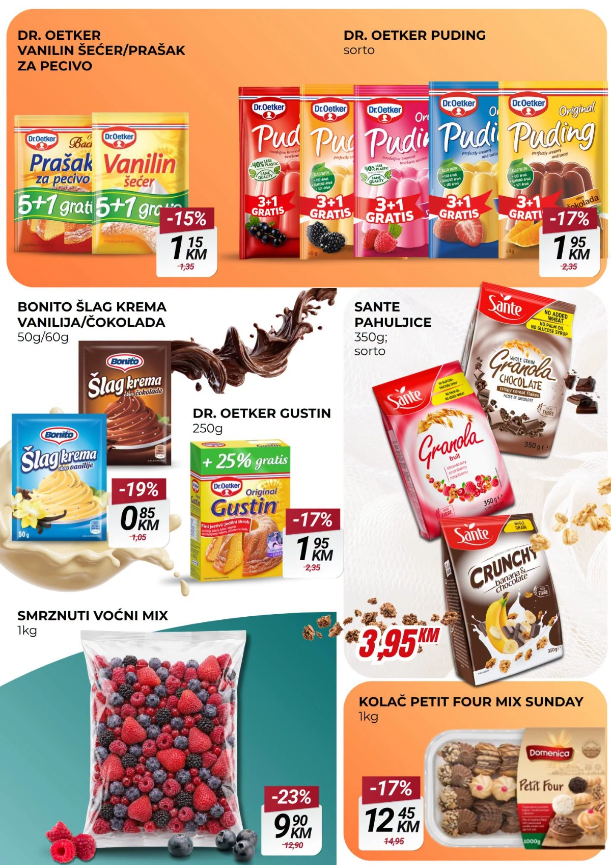 Belamionix katalog do 12.08.2026. – pudinzi, šlag krema, pahuljice, smrznuto voće i kolači.