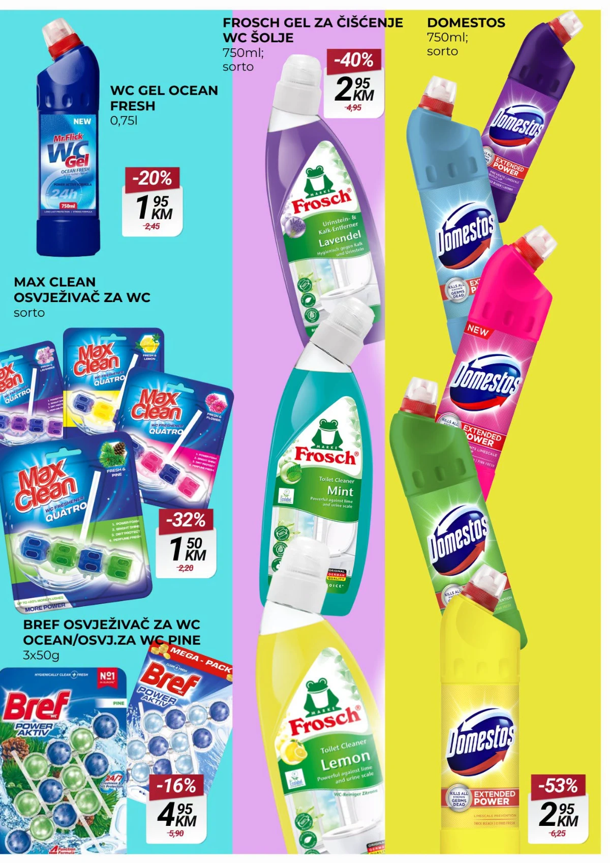 Belamionix katalog do 12.08.2026. – Domestos, Frosch i osvježivači za WC.