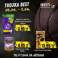 Best akcija Tri poena za uštedu prehrana i kućne potrepštine na sniženju do 11. aprila 2026.