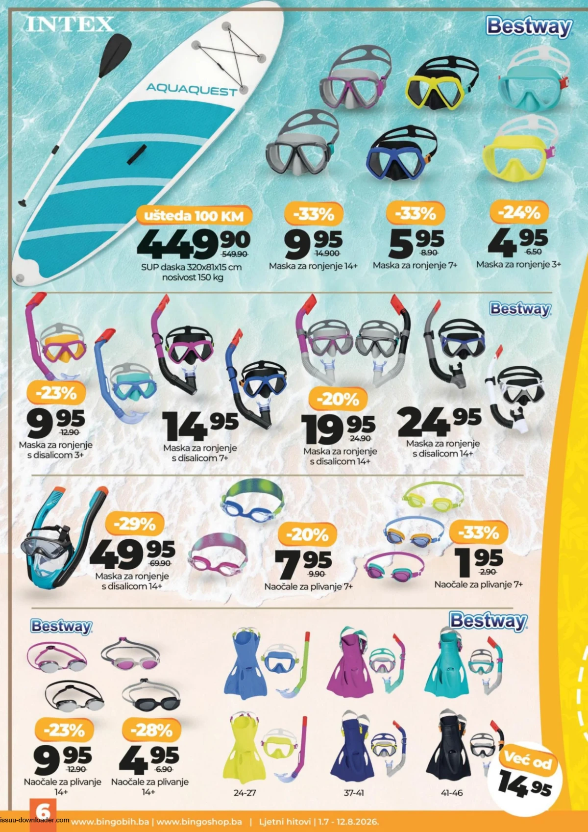 Bingo Ljetni hitovi – maske za ronjenje, naočale i SUP oprema na akciji