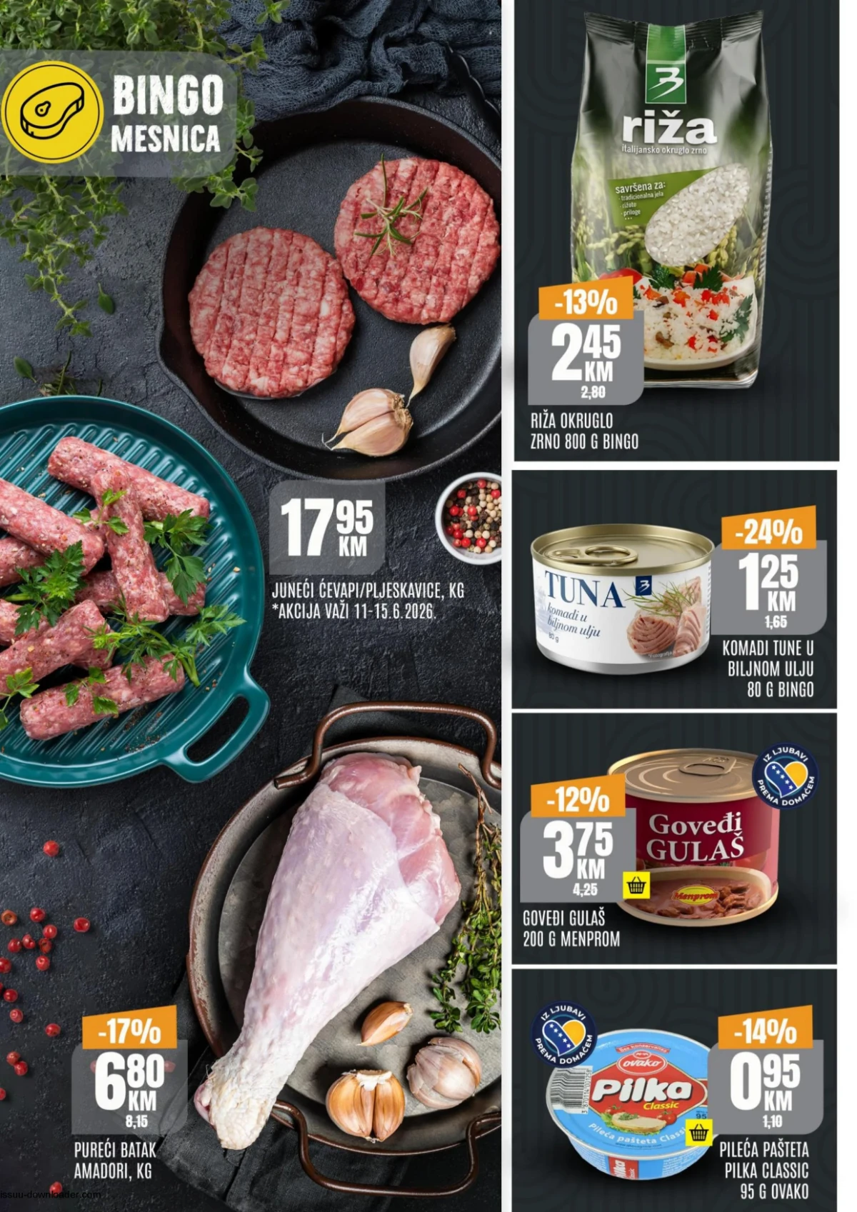 Bingo mesnica, tuna, riža i pileća pašteta na akciji