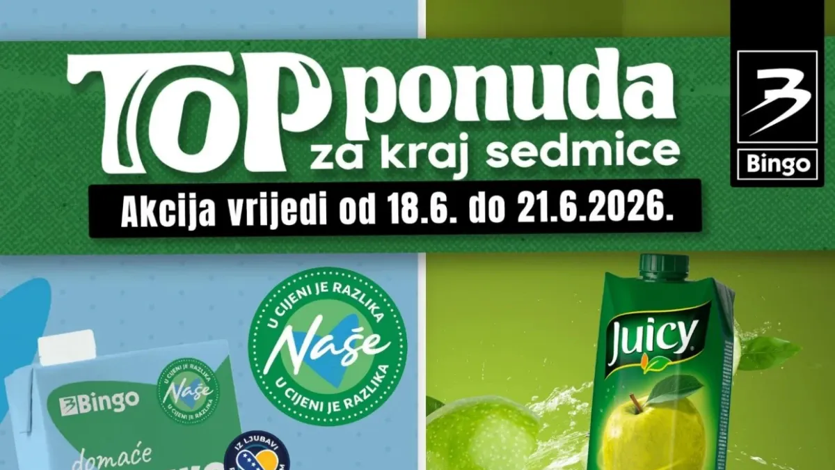 Bingo TOP ponuda za kraj sedmice do 21.06.2026 – više od 100 proizvoda na sniženju uz popuste do 50%