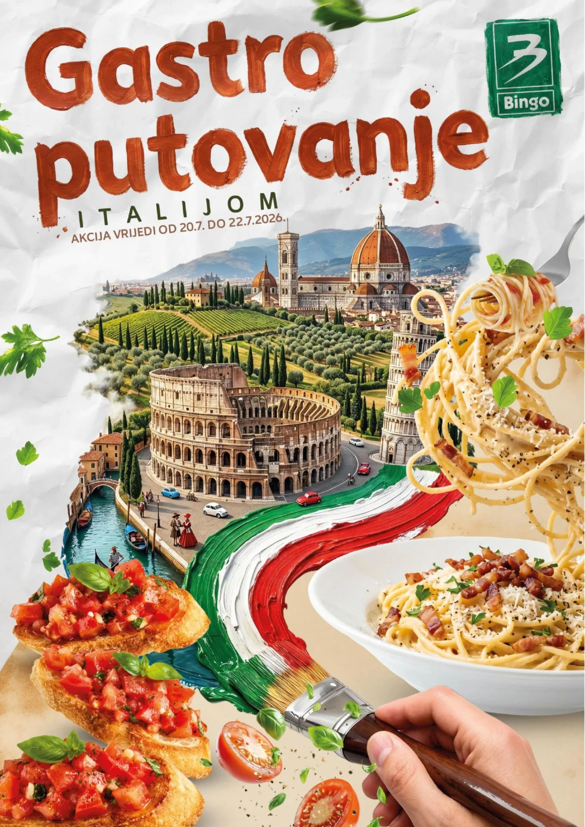 Bingo Gastro putovanje Italijom od 20. do 22.07.2026. – italijanski proizvodi i kuhinjski pribor uz popuste do 44%