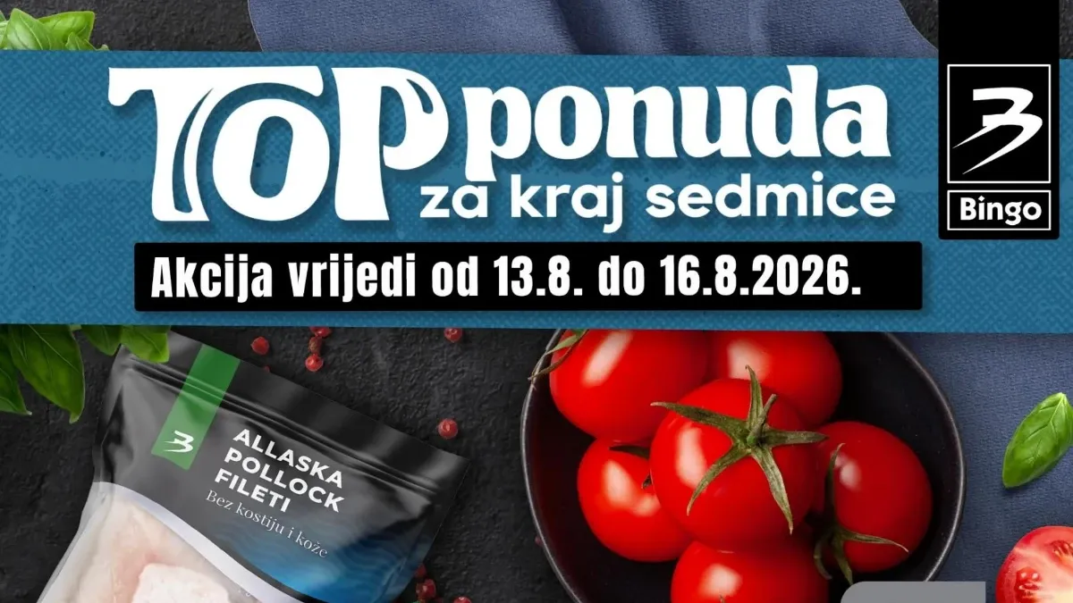 Bingo TOP ponuda do 16.08.2026. – paradajz, filet oslića, sok Juicy, Eurovafel i peškiri za plažu po akcijskim cijenama