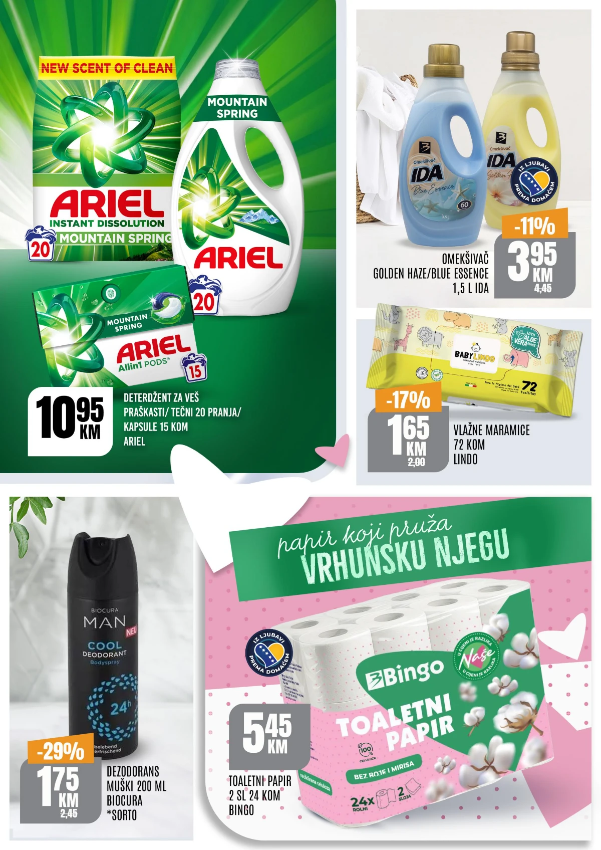 Bingo vikend akcija – Ariel deterdžent, omekšivač, toaletni papir i proizvodi za higijenu