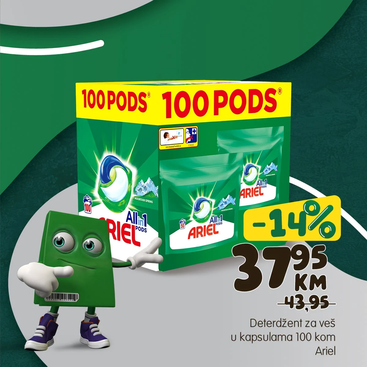 Bingo Trio ponuda do 26.08.2026. – Ariel All in 1 kapsule 100 komada za 37,95 KM uz 14% popusta