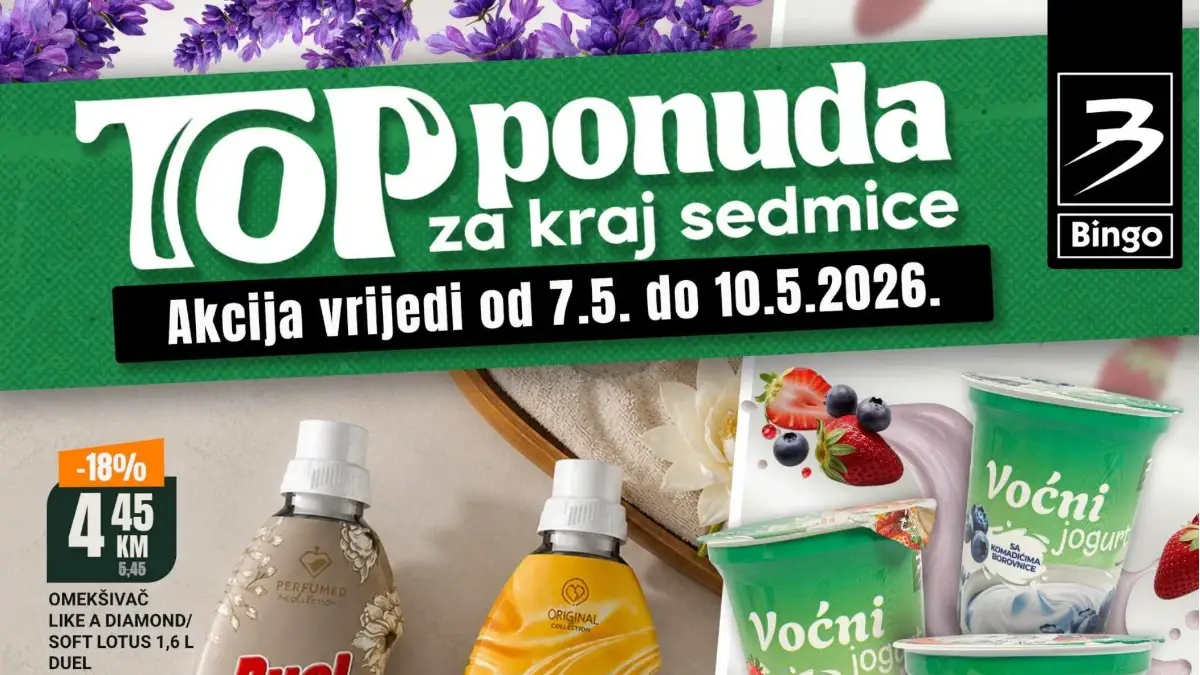 Bingo vikend akcija do 53% – prehrana, piće i hemija po nižim cijenama do 10.05.2026