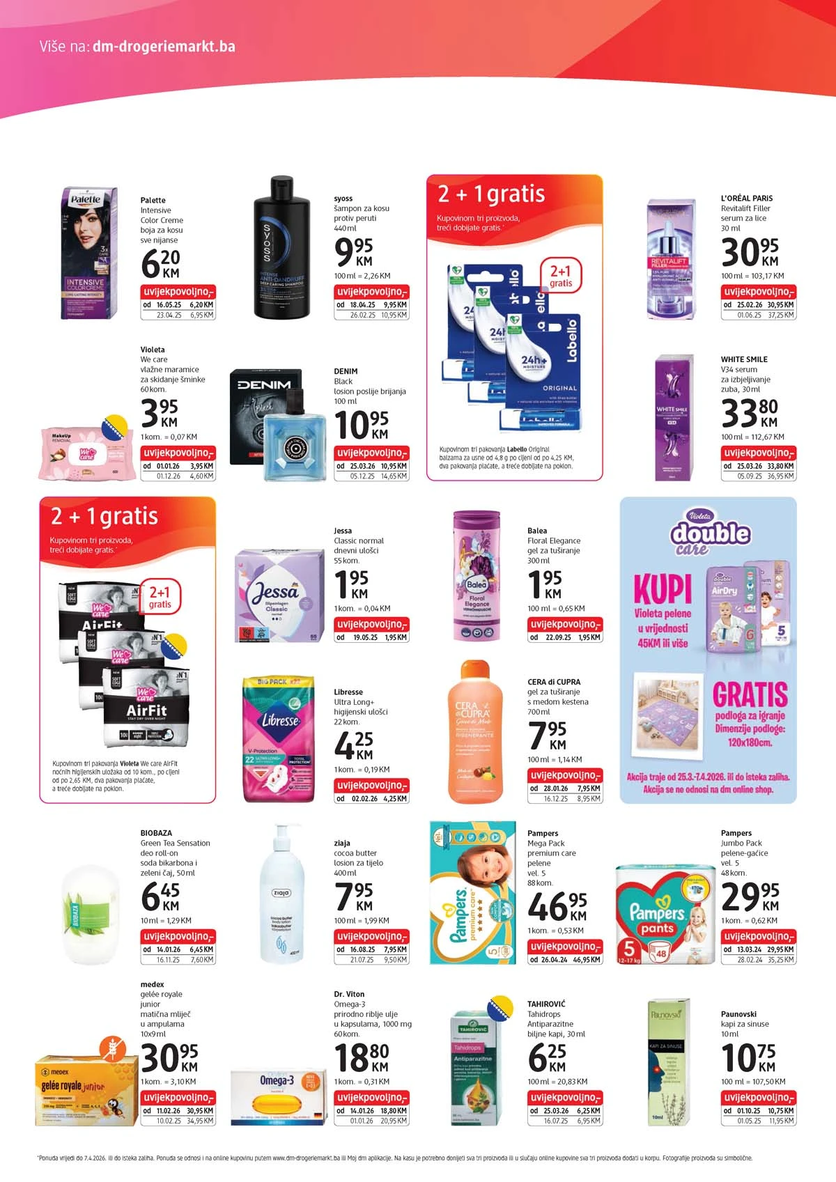 DM Express akcija strana 2 katalog sniženja kozmetika higijena proizvodi za domaćinstvo do 07.04.2026 BiH