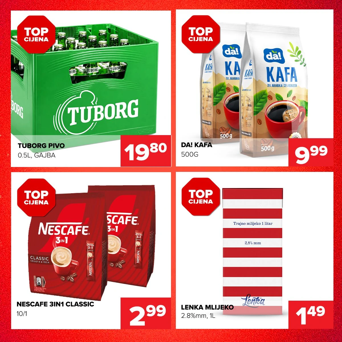 Đurić Slavska akcija do 31.05.2026 – Tuborg pivo, Da kafa, Nescafe i Lenka mlijeko po TOP cijenama
