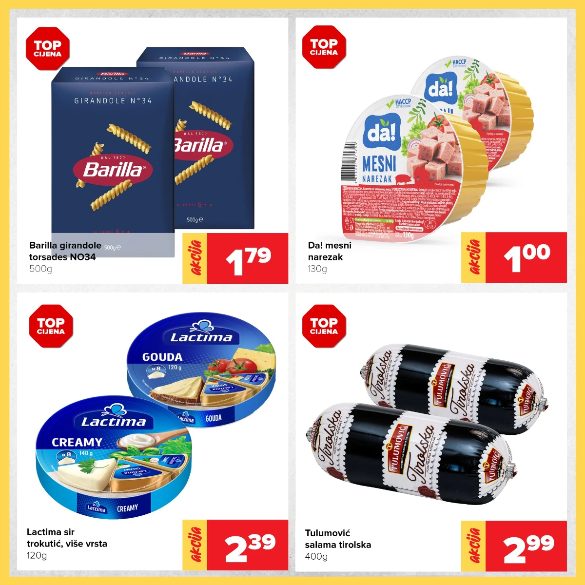Đurić vikend akcija 05-07.06.2026 – Barilla tjestenina, Da! mesni narezak, Lactima sir i salama po akcijskim cijenama