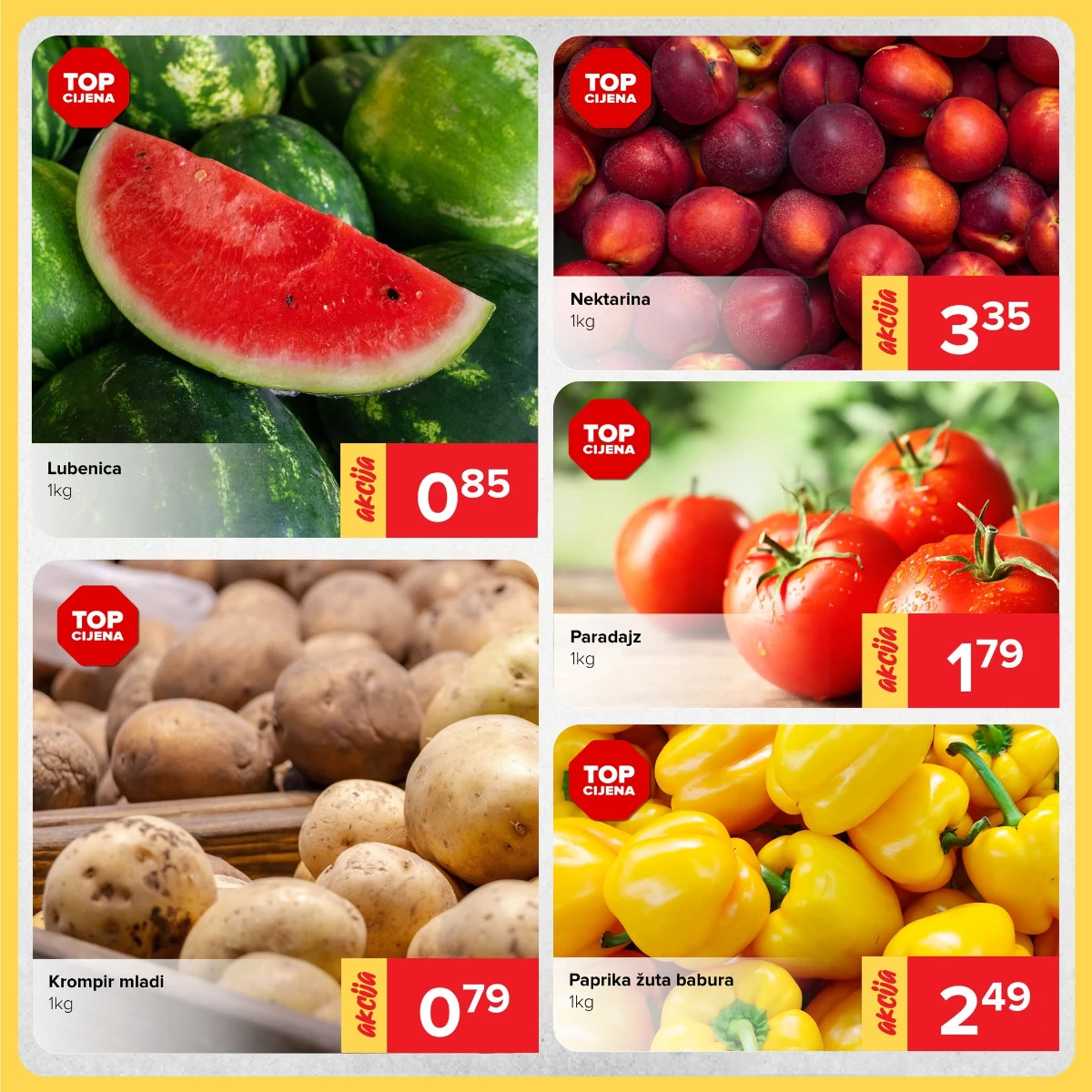 Đurić vikend akcija – lubenica, nektarine, paradajz, mladi krompir i paprika po sniženim cijenama