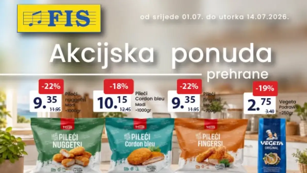 FIS akcija do 49% popusta – prehrana, pića, slatkiši i kućne potrepštine na sniženju do 14.07.2026