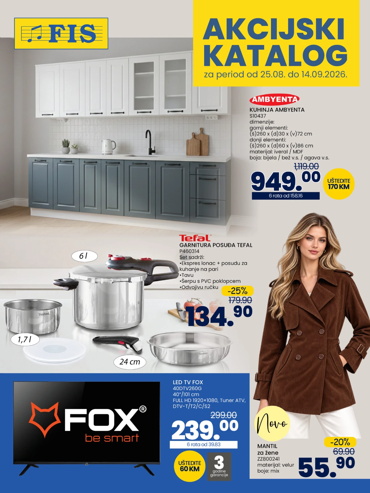 FIS katalog od 25.08. do 14.09.2026. – kuhinje, posuđe, televizori i moda po akcijskim cijenama