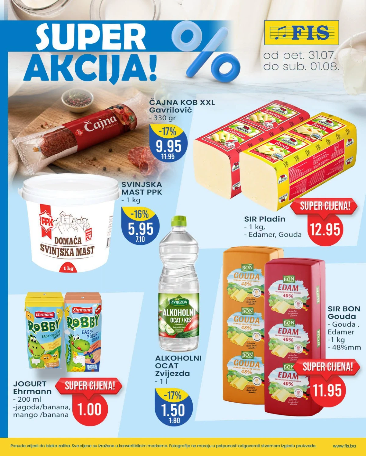 FIS Super akcija – sirevi, jogurti, svinjska mast, ocat i prehrambeni proizvodi na akciji