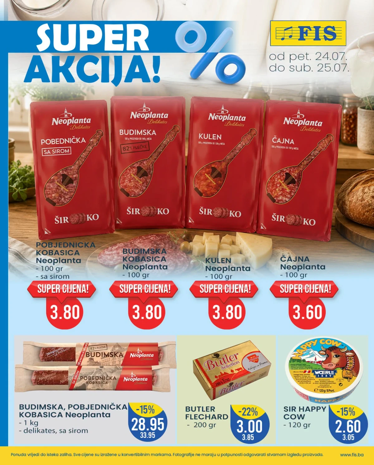 FIS SUPER AKCIJA – Neoplanta delikatese, Happy Cow sir i Butler puter po sniženim cijenama do 25.07.2026.