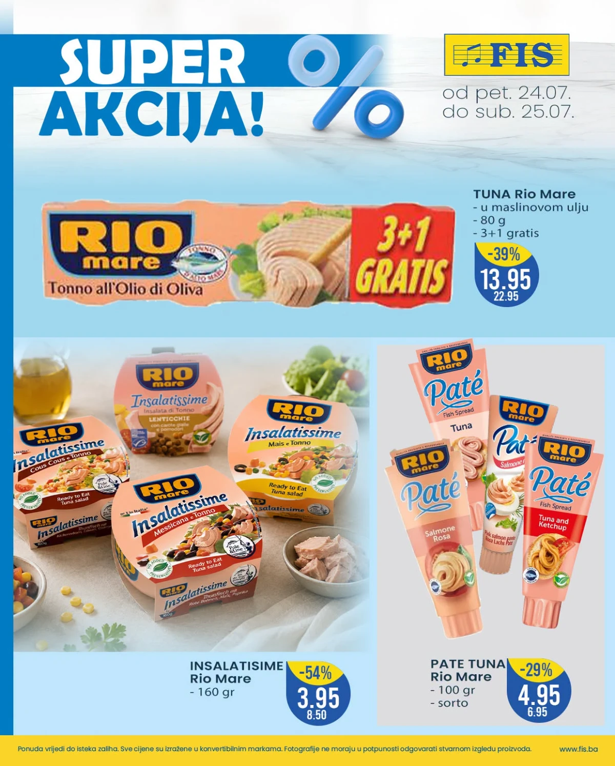 FIS SUPER AKCIJA – Rio Mare tuna, paštete i gotove salate po sniženim cijenama do 25.07.2026.