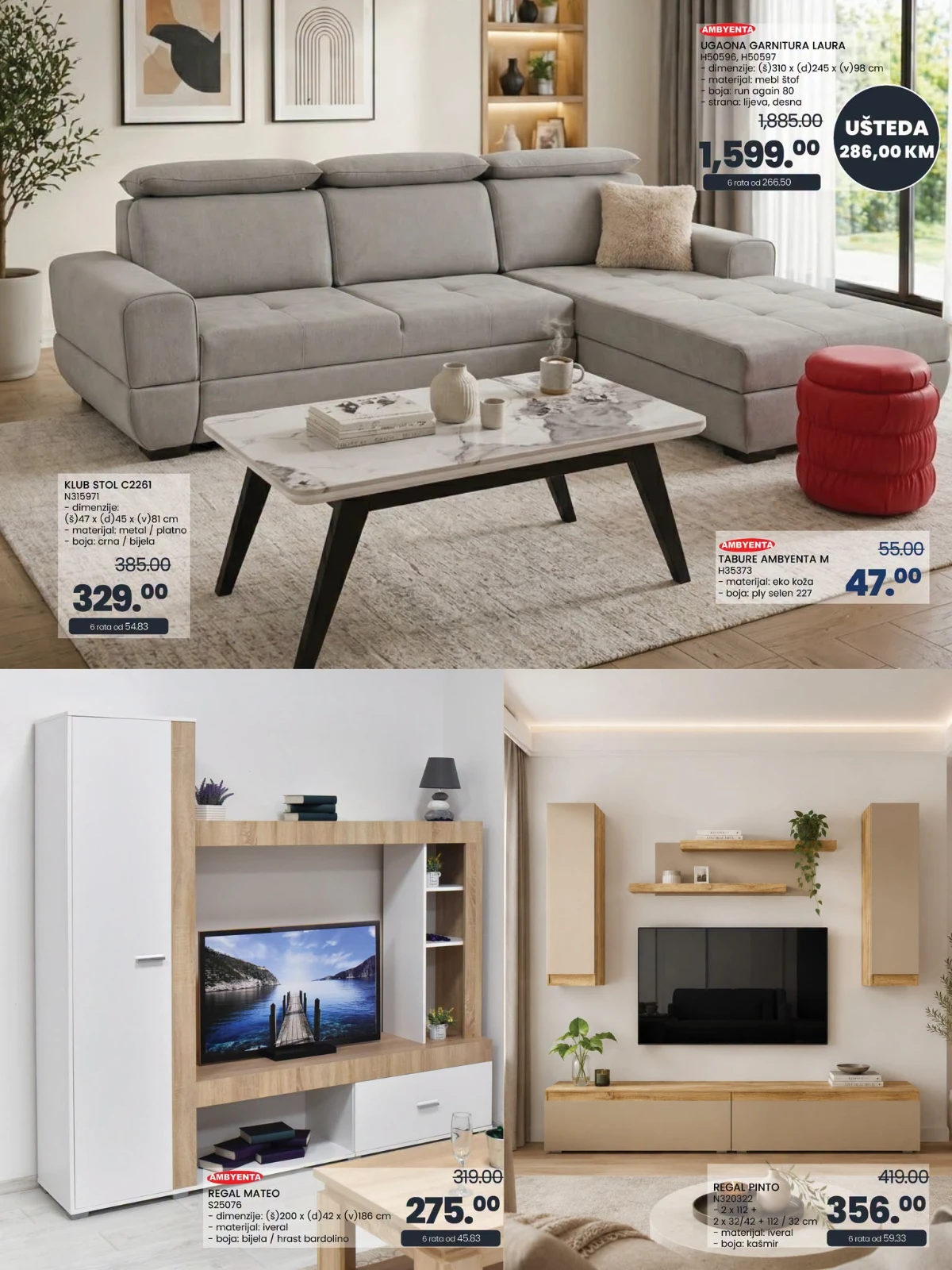 FIS katalog – ugaone garniture, dnevni boravci i taburei po akcijskim cijenama