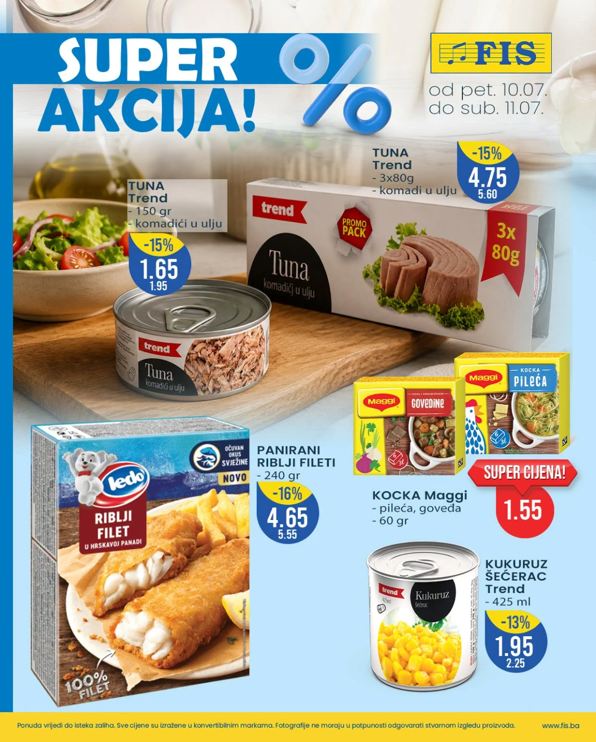 FIS vikend akcija – tuna, riblji fileti, Maggi proizvodi i kukuruz na akciji