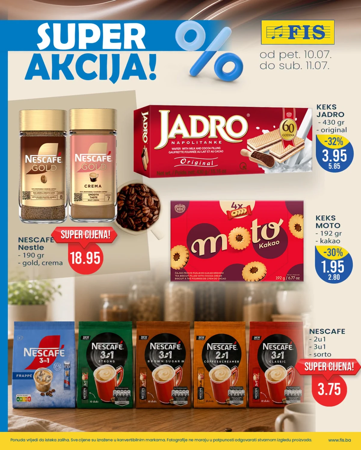 FIS vikend akcija – Nescafé kafa, napolitanke i keksi na sniženju