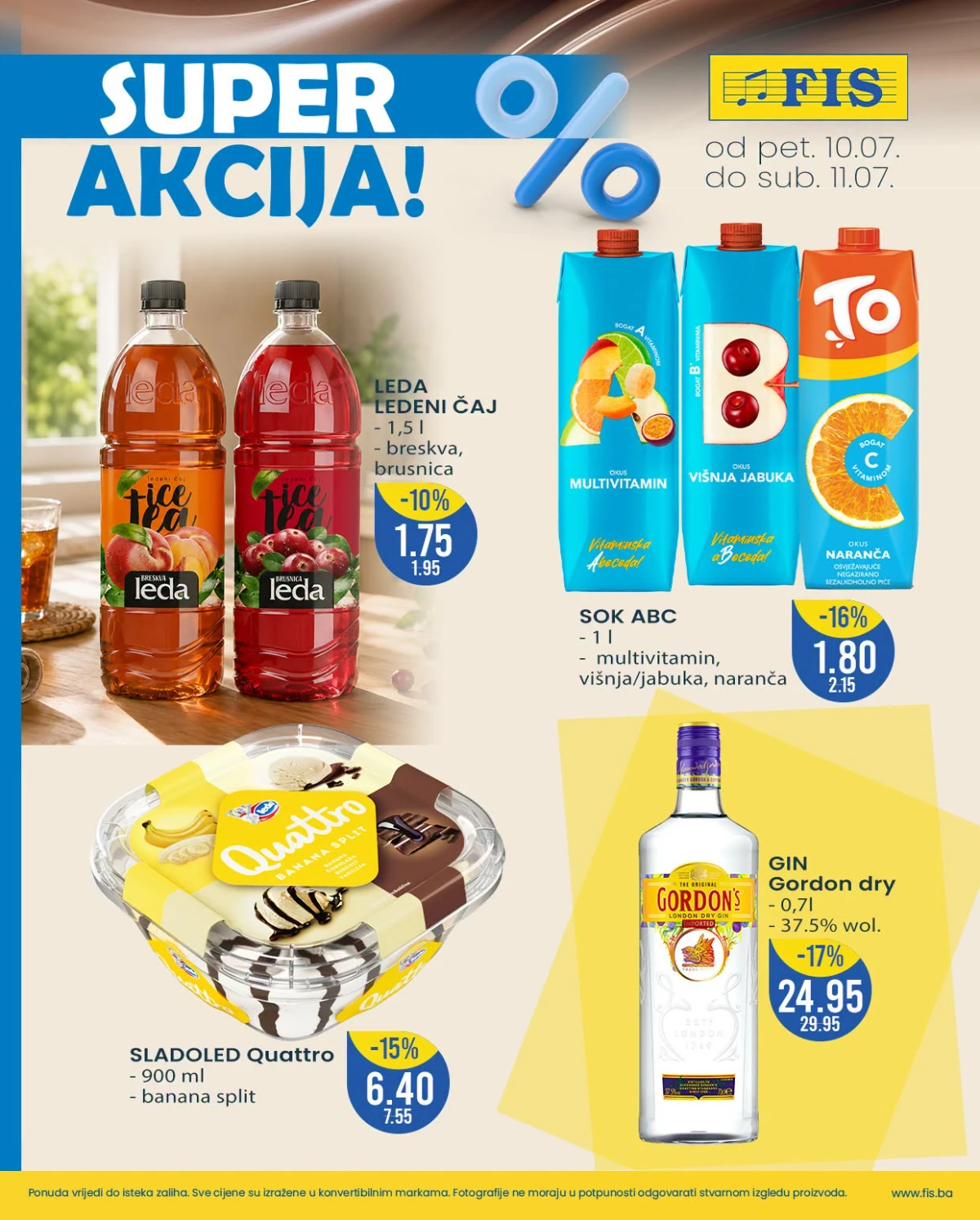 FIS vikend akcija – gazirana pića, ledeni čajevi, energetski napici i voda na akciji
