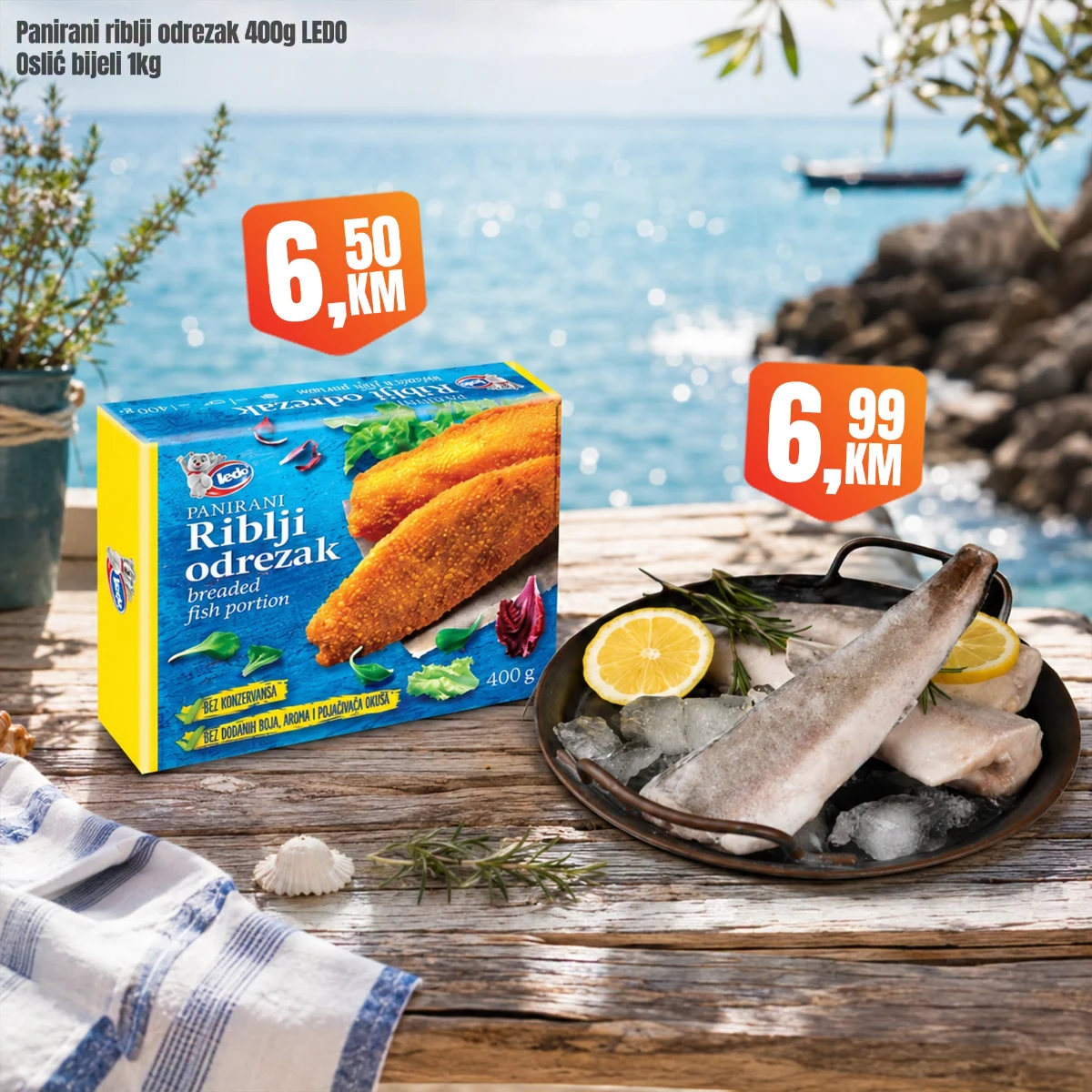 Fortuna Market vikend akcija – Ledo panirani riblji odrezak i oslić bijeli na akciji