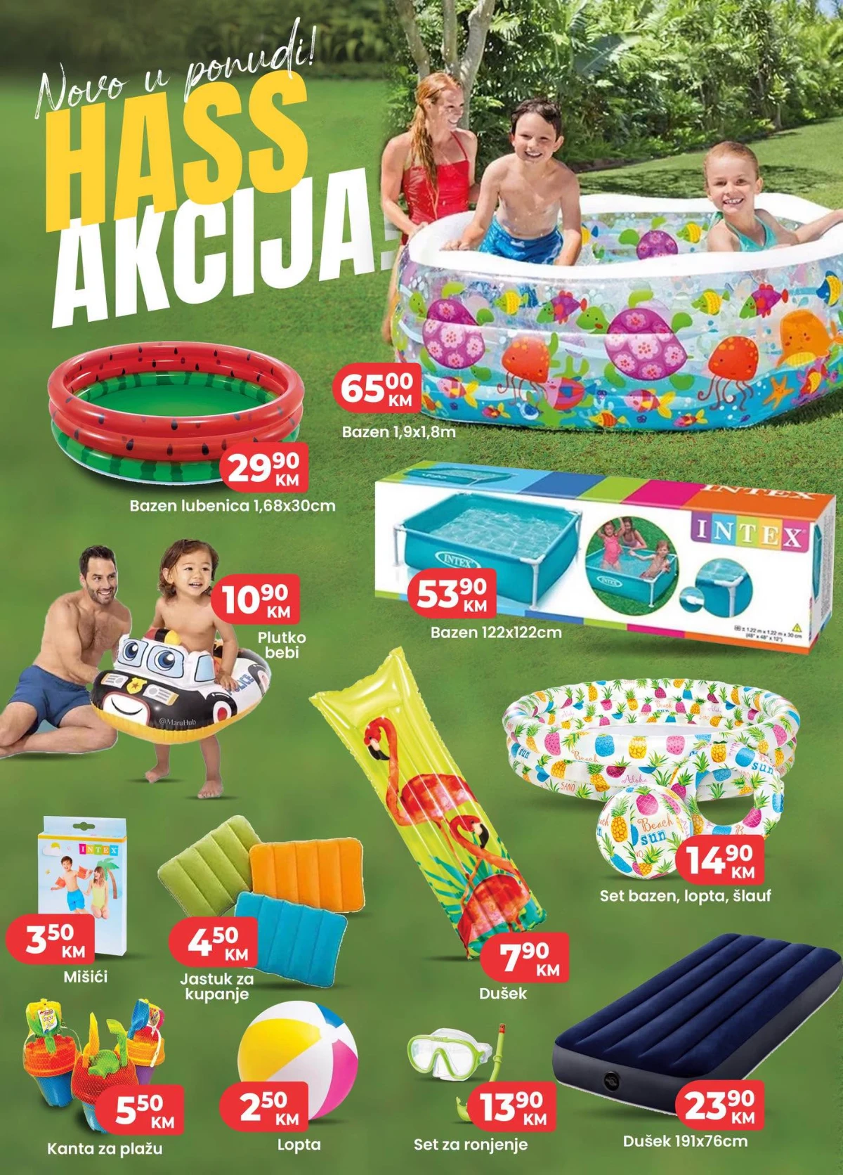 HASS ljetna ponuda bazena, dušeka, lopti i opreme za kupanje