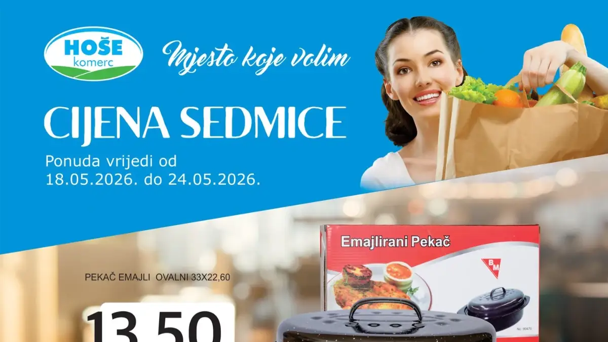 Hoše Komerc cijena sedmice do 24.05.2026 prekrivači jastuci i emajlirani pekač po akcijskim cijenama
