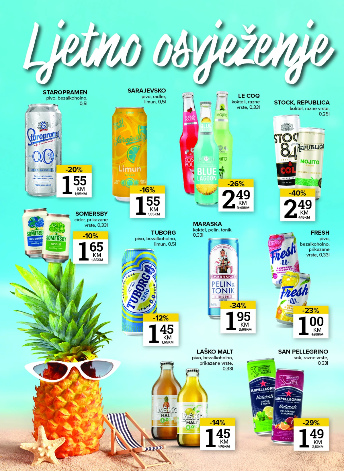 Konzum i Mercator katalog – ljetno osvježenje i popusti na bezalkoholna piva i koktele
