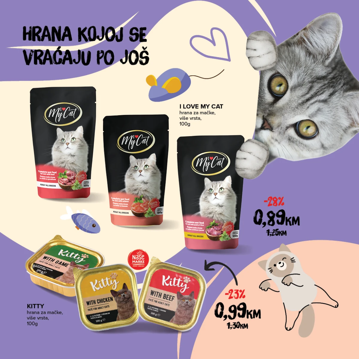 Konzum i Mercator katalog - akcija hrane za mačke