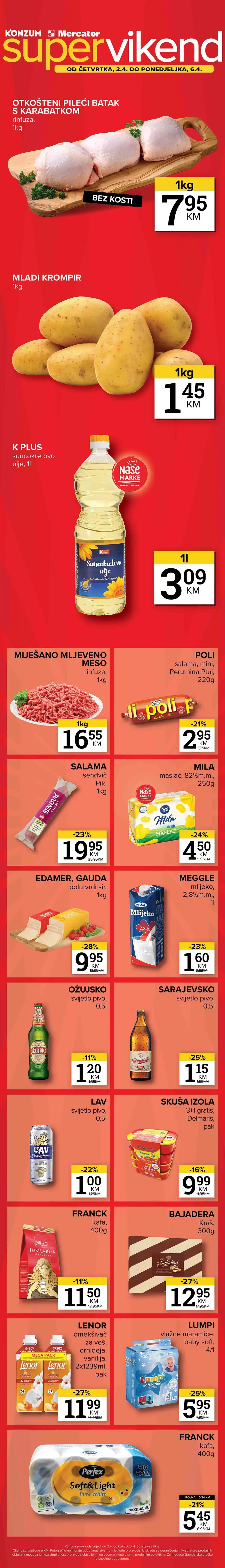 Konzum i Mercator vikend akcija katalog sniženja do 28% do 06.04.2026