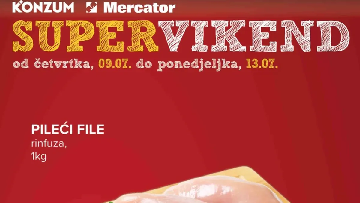 Konzum i Mercator Super Vikend donosi cijene od 1,60 KM i uštede do 61% od 09. do 13.07.2026.