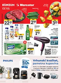 Konzum i Mercator katalog 05.05 do 11.05 2026 meso 22,45 KM krompir 1,35 KM sladoled 3,75 KM sniženja