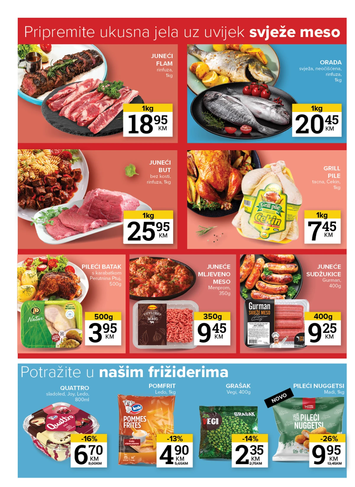 Konzum i Mercator akcija na svježe meso, ribu i zamrznute proizvode