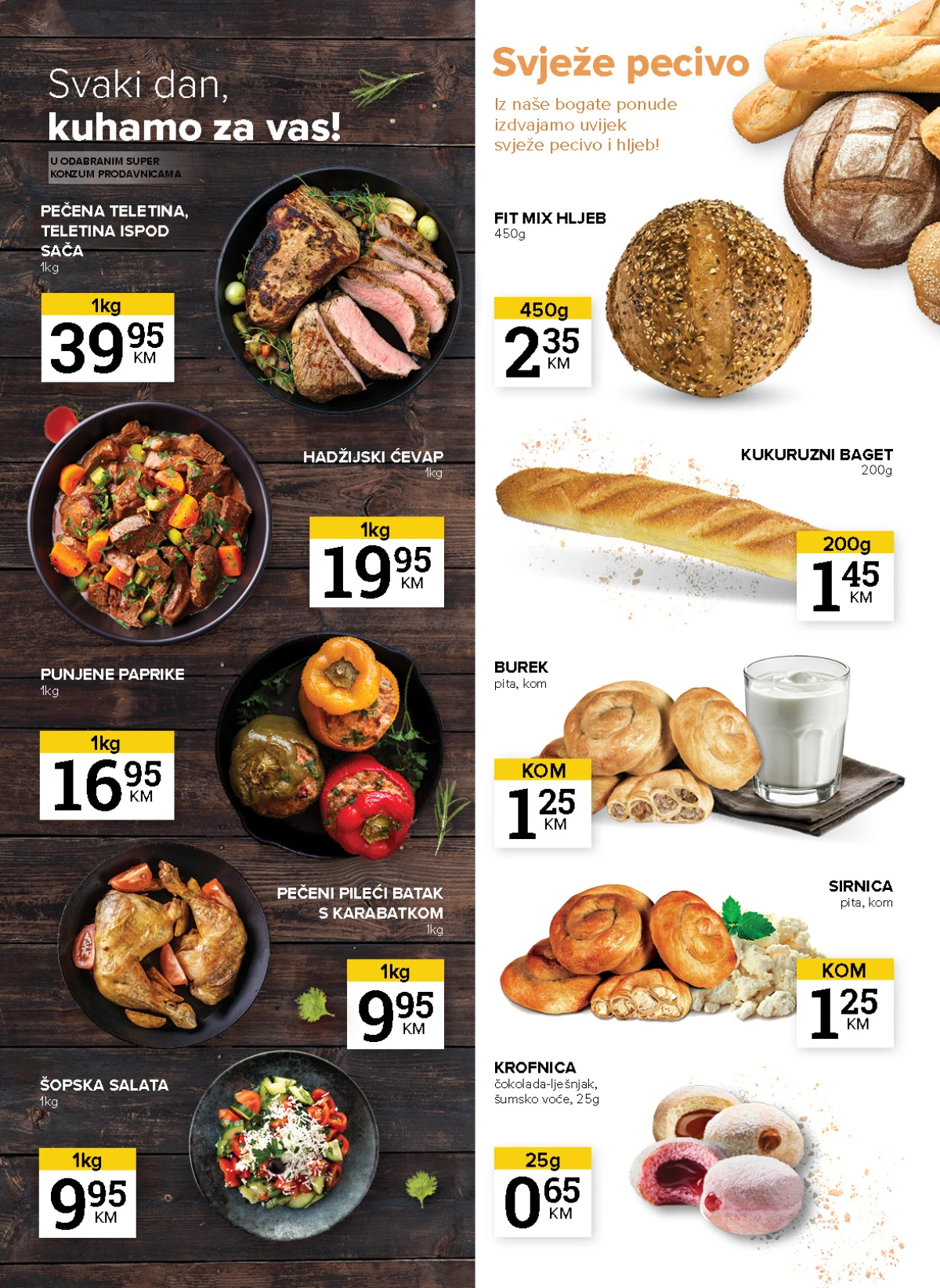 Konzum i Mercator svježe pecivo i gotova jela – strana 9 Konzum i Mercator katalog maj 2026 pecivo burek teletina i gotova jela akcija