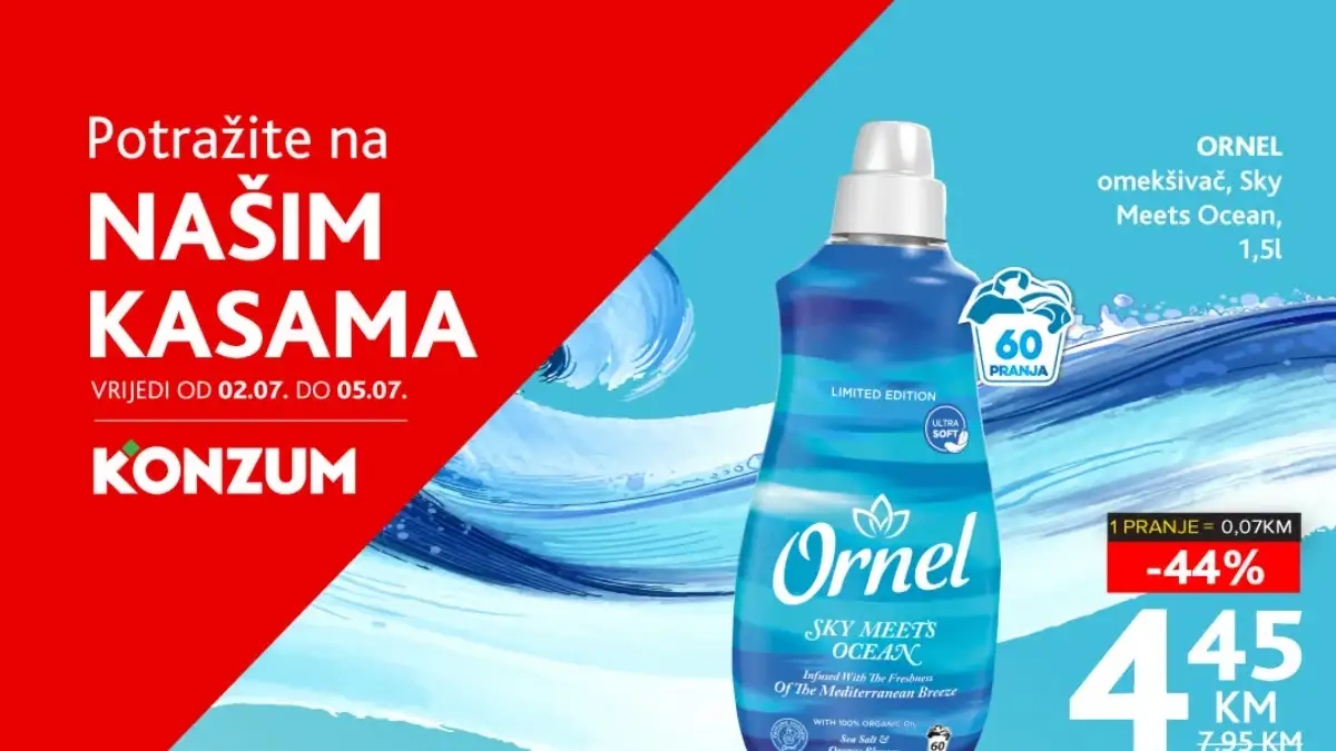 Konzum 'Našim kasama' akcija donosi uštede do 44% od 02. do 05.07.2026.