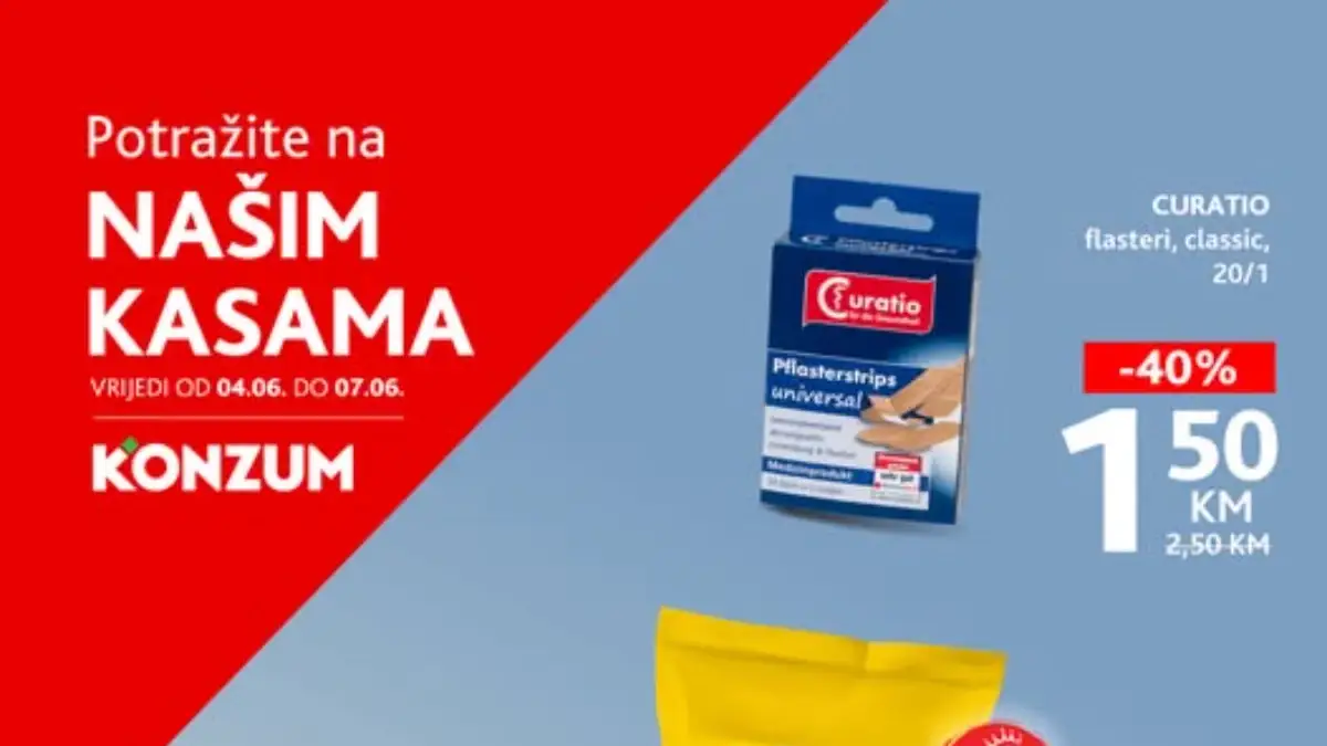Konzum akcija na kasama do 07.06.2026 – Curatio flasteri i DAX vlažne maramice po sniženim cijenama