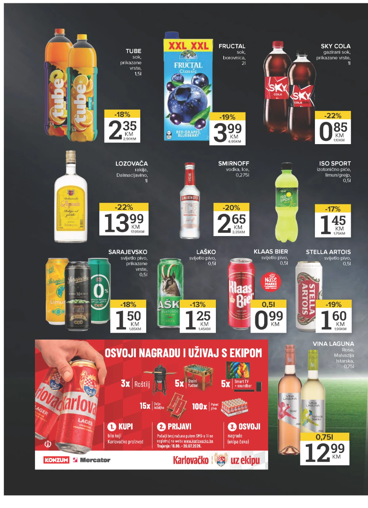 Konzum i Mercator navijačka akcija strana 2 – pića i proizvodi za druženje uz utakmice