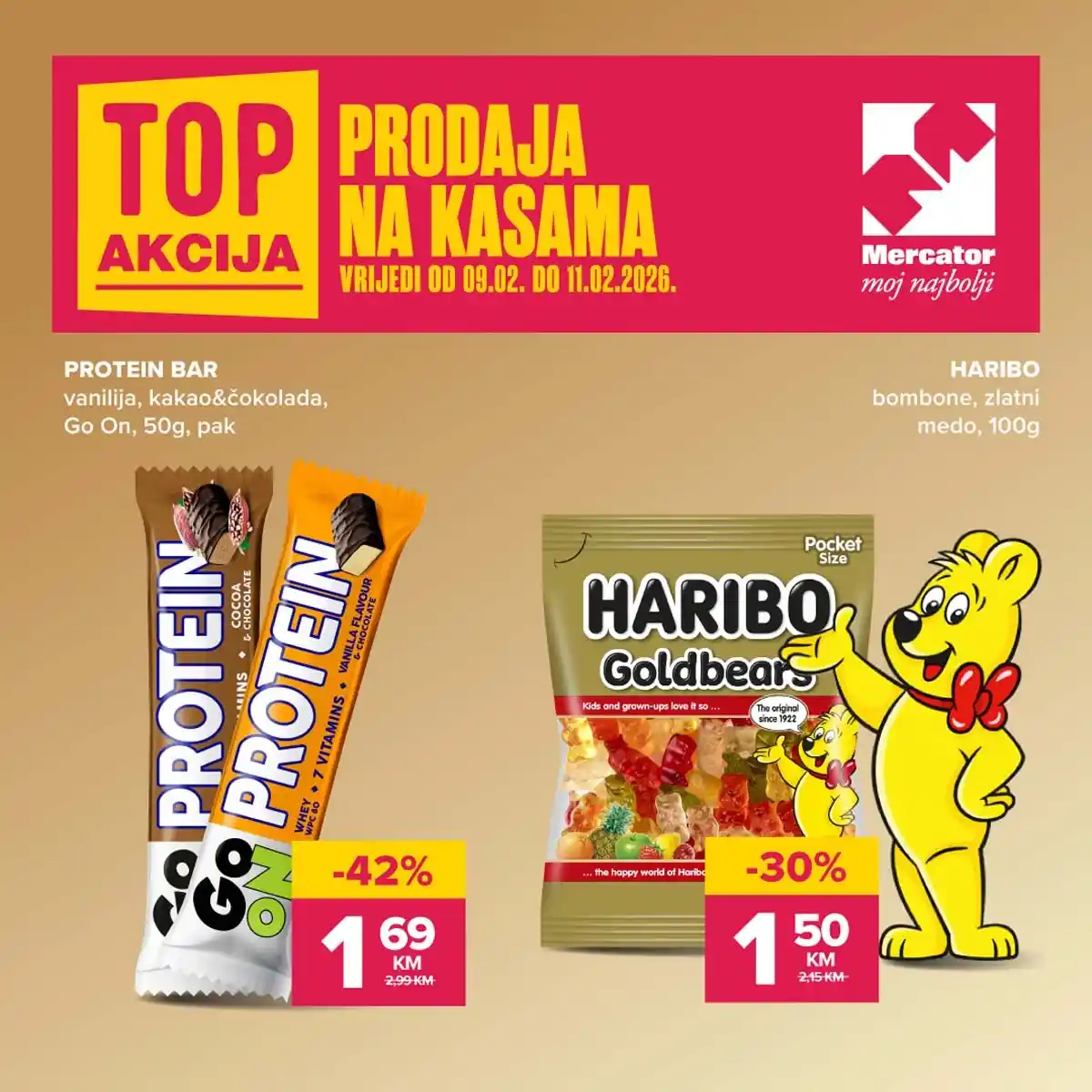 Mercator akcija na kasama – sniženja februar 2026