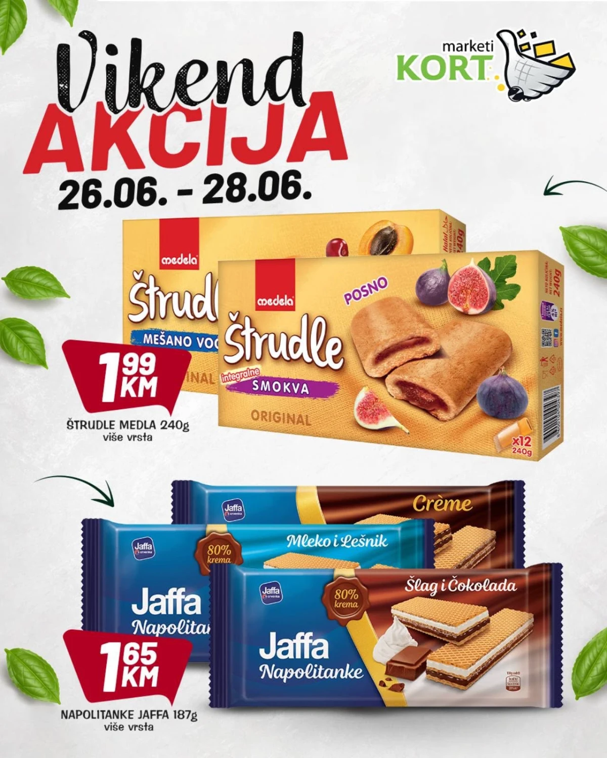 Kort Marketi vikend akcija – Medela štrudle i Jaffa napolitanke na sniženju