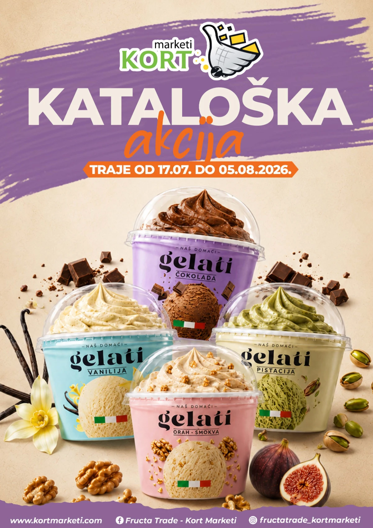Kort Market katalog od 17.07. do 05.08.2026. – novi popusti na sladolede, prehranu, pića i proizvode za domaćinstvo