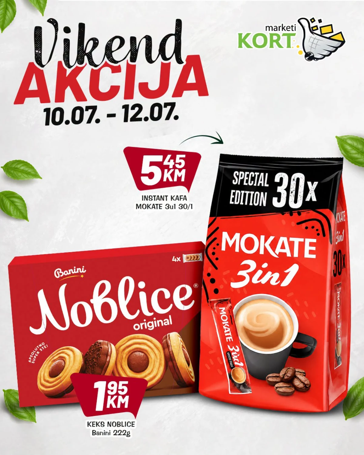 Kort Market vikend akcija od 10. do 12.07.2026. – Noblice keks i Mokate 3u1 kafa na sniženju