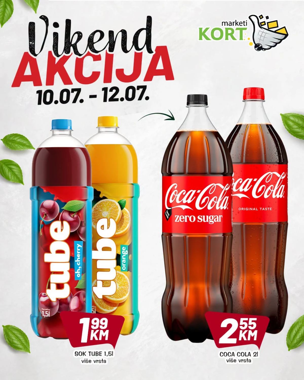 Kort Market vikend akcija od 10. do 12.07.2026. – Tube sokovi i Coca-Cola na akciji