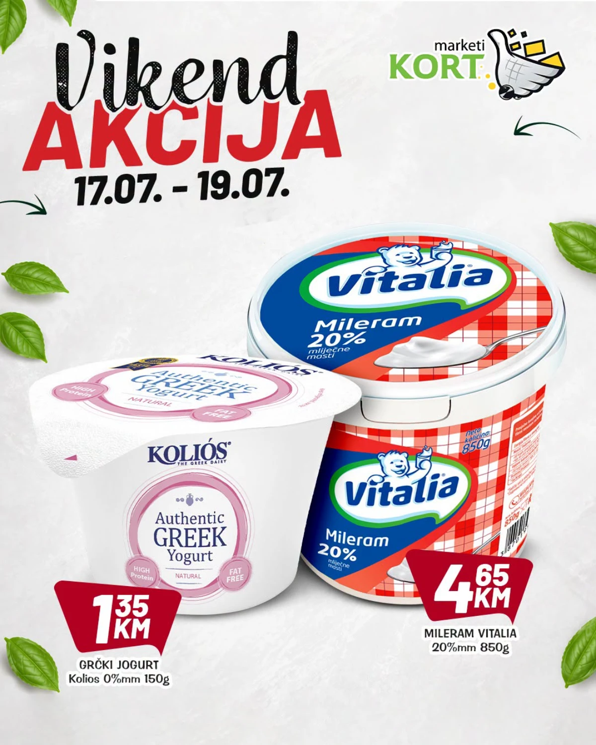 Kort Marketi vikend akcija – Vitalia mileram i Kolios grčki jogurt