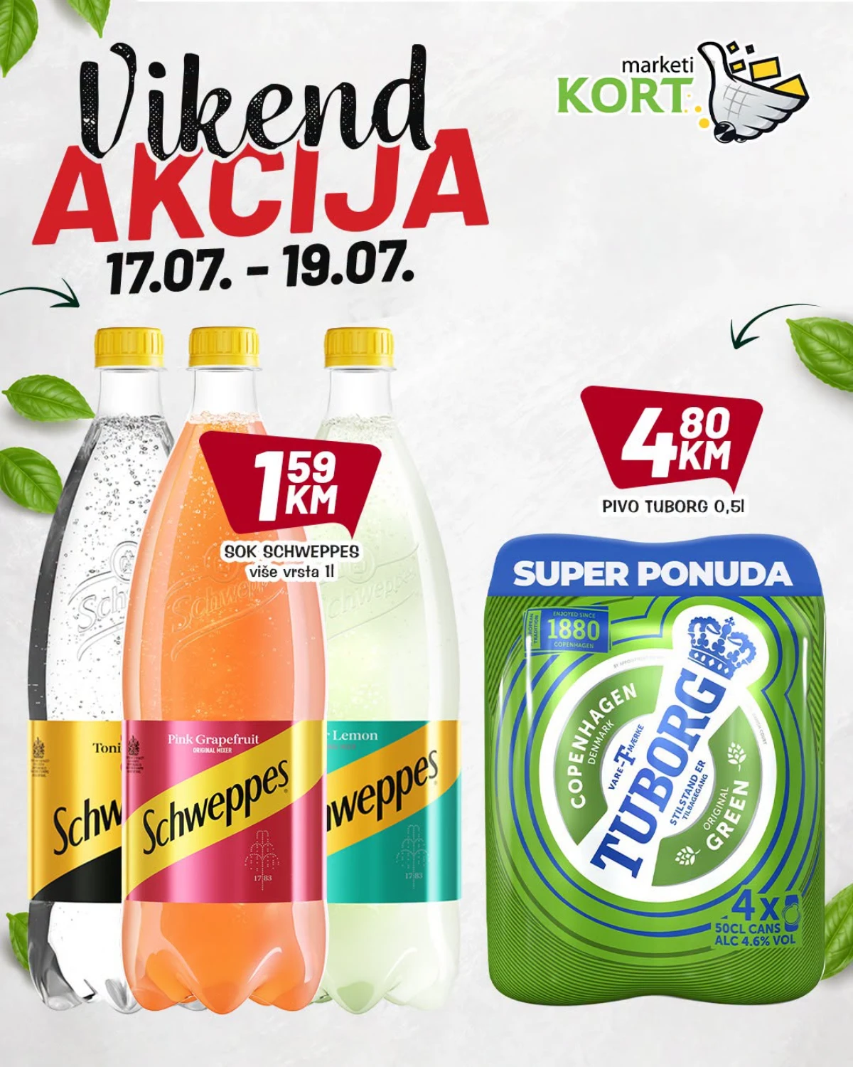 Kort Marketi vikend akcija – Schweppes i Tuborg pivo na sniženju