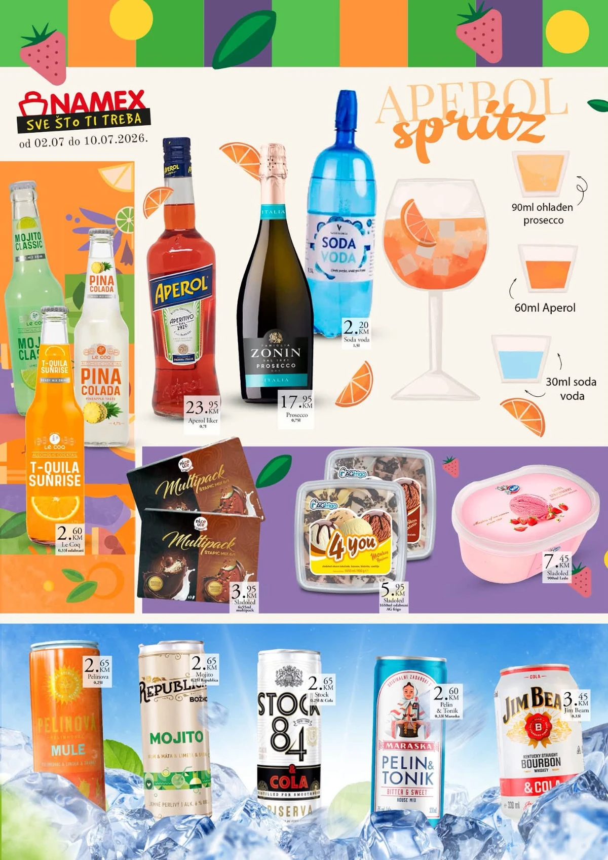 Namex ljetna akcija do 10.07.2026. – pića, Aperol Spritz, sladoledi i osvježavajući proizvodi po akcijskim cijenama