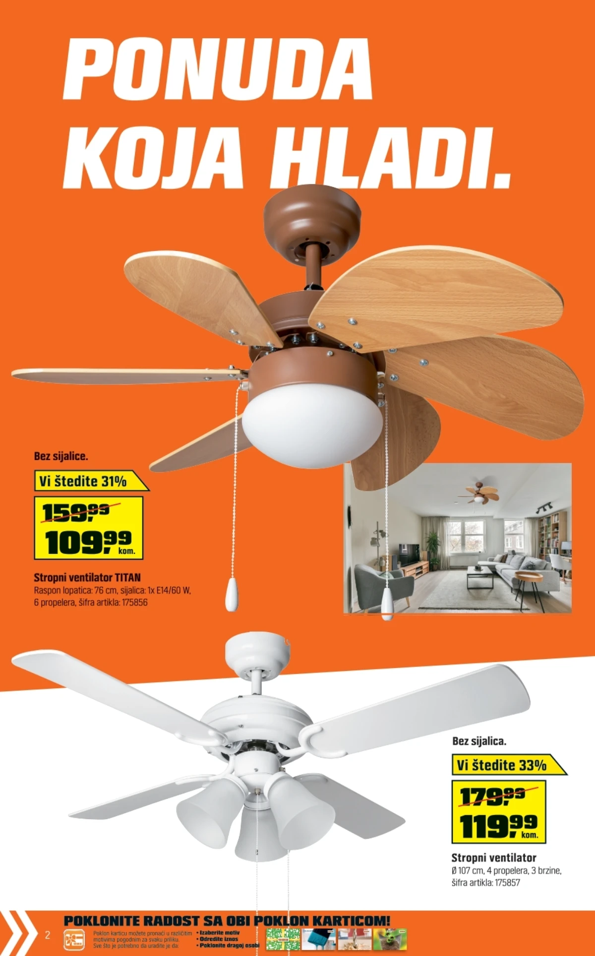 OBI katalog – stropni ventilatori za rashlađivanje doma uz popuste do 33%